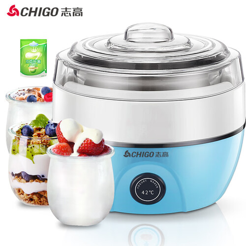 志高（CHIGO）酸奶机家用全自动恒温发酵304不锈钢内胆ZG-L102 配3密封玻璃分杯
