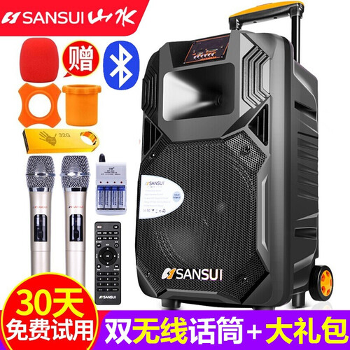 山水（SANSUI） SS1广场舞音响 大功率户外拉杆音响无线便携式蓝牙音箱低音炮家用移动扩音播放器 山水SS1-15英寸拉杆音响+双无线麦克风+大礼包