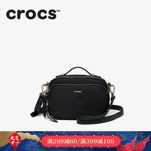 卡骆驰Crocs秋冬女士包包新款2019斜挎包欧美休闲运动纯色尼龙单肩小挎包女 黑色