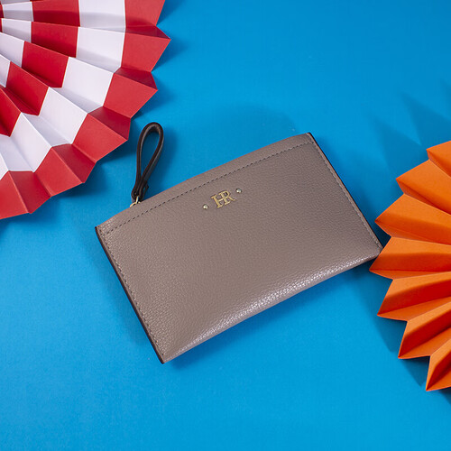 赫莲娜HR 女士钱包 简约时尚拉链手包零钱包便携轻薄实用小手拿包 灰色