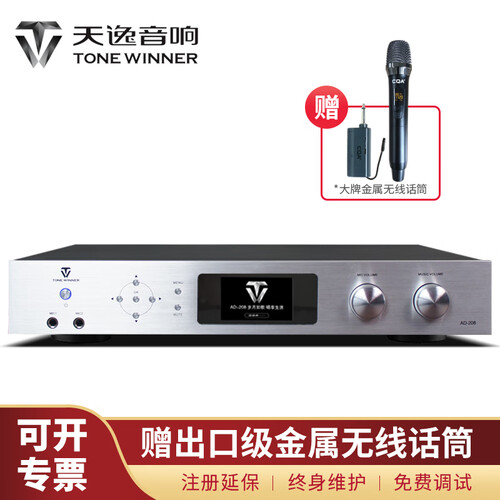 天逸（Winner） AD-208卡拉OK数字前级DSP效果器  家用K歌混响器 银色