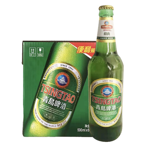 京东超市青岛啤酒（Tsingtao）经典8度500ml*6瓶 大瓶整箱