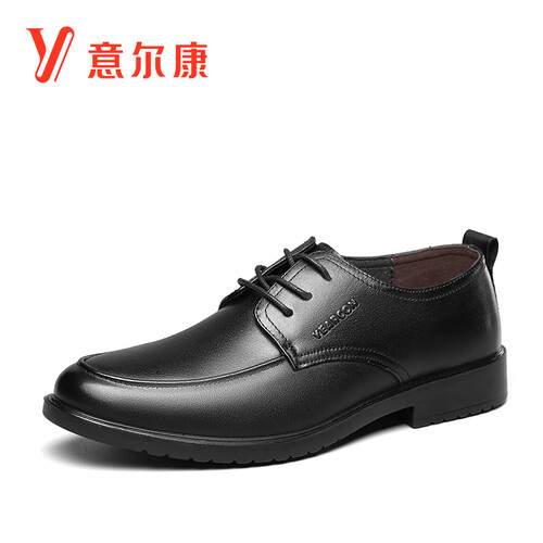 意尔康男鞋经典商务正装鞋系带绅士潮流单鞋男士皮鞋 8441ZA97039W 黑色41