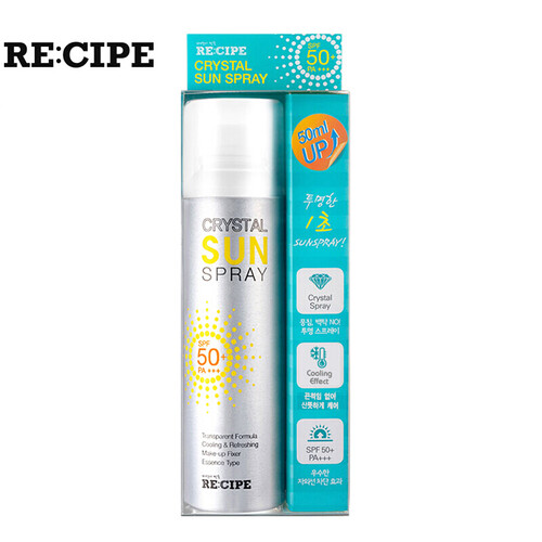 韩国 RECIPE莱斯壁玥之秘水晶防晒喷雾150ml SPF50+防水防汗儿童可用
