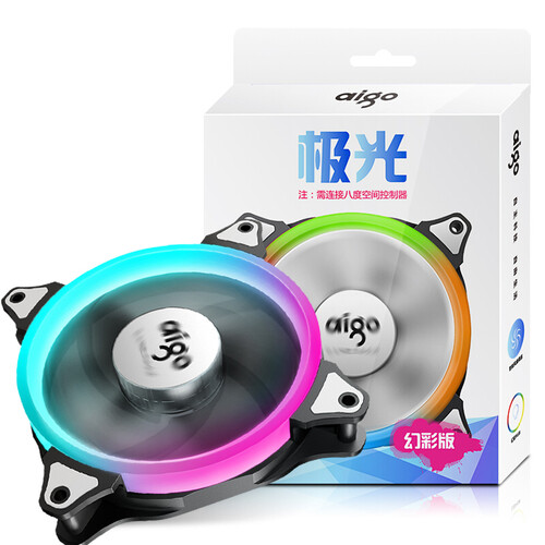 爱国者（aigo） 极光幻彩版 12CM电脑机箱风扇（6P接口/水冷排散热/减震脚垫/赠4螺丝）
