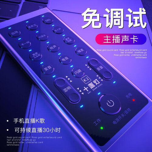 十盏灯 K2直播声卡套装手机电脑通用快手喊麦唱歌吃鸡游戏语音专用外置设备变声器 单声卡【神秘灰】