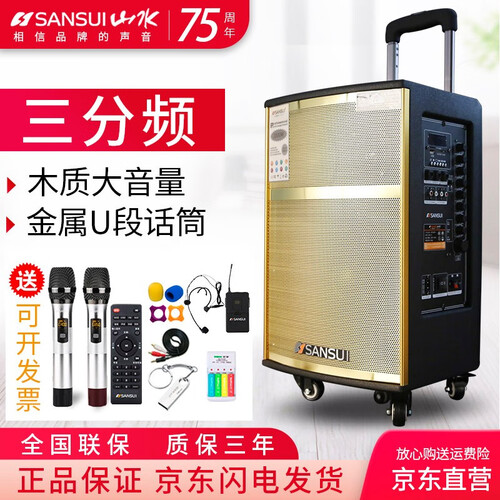 山水（SANSUI）SG3户外广场舞拉杆音响大功率蓝牙移动音箱三分频便携重低音炮带无线U段话筒麦克风 SG2-12英寸（下单送山水原装耳麦）