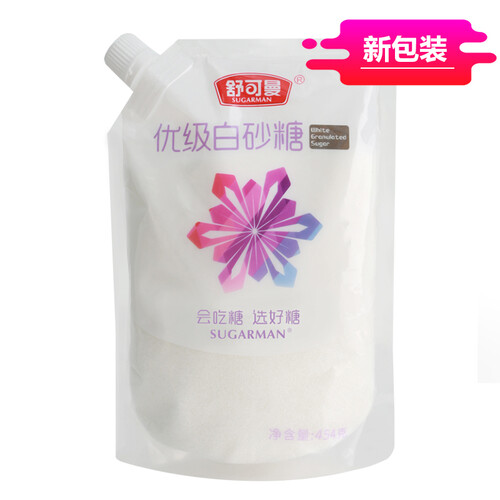 京东超市舒可曼 白糖 优级白砂糖 袋盖设计 细砂糖 幼砂糖 碳化糖 454g