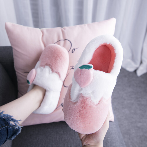 千志星棉拖鞋女包跟可爱情侣个性居家2019新款冬季保暖毛毛绒软底室内防滑产后月子鞋 全包跟粉色 38/39