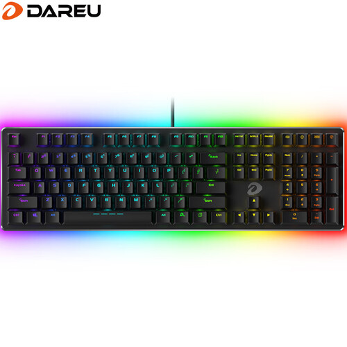 达尔优（dareu）EK925暗夜流光机械键盘 有线键盘 游戏键盘 108键 双区RGB幻彩 简约 吃鸡键盘 黑色茶轴 自营