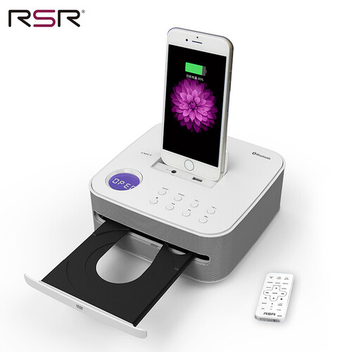 RSR cd机 音响 音箱 蓝牙音响 USB 迷你组合音响 电脑音响 儿童英语学习DVD播放机 DD515白色