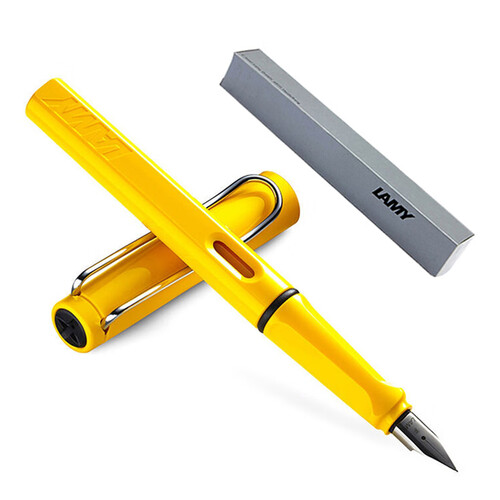 海囤全球德国进口 凌美(LAMY)钢笔签字笔墨水笔Safari狩猎者时尚商务办公笔 黄色F尖练字钢笔（德国银灰环保盒装）