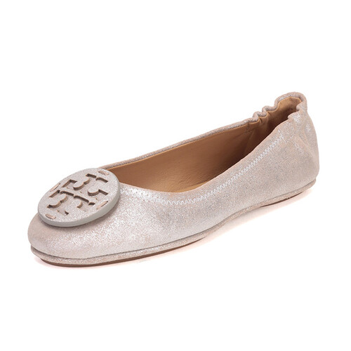 TORY BURCH 托里·伯奇 奢侈品 TB女鞋 闪光沙色绒面革平底鞋船鞋 53289 262 8/38码