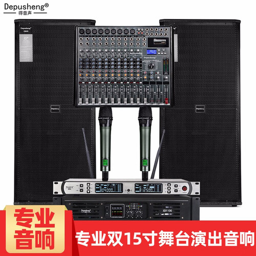 depusheng 得普声D825专业双15寸舞台婚庆演出会议音响户外套装HiFi无源音箱大功率双低 双15寸豪华配套