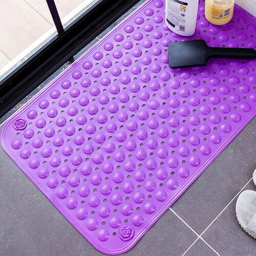 京东超市绿之源 浴室防滑垫加厚地垫(紫色) 卫生间无味门垫酒店浴缸淋浴房洗澡吸盘脚垫子50*80新老商品随机发