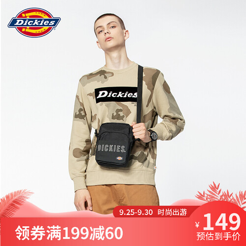 Dickies 时尚腰包潮流单肩斜挎包男女胸包迷你零钱包ins休闲小挎包便携帆布包S030 黑色