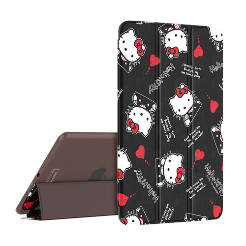 Hello Kitty 苹果iPad2018保护套9.7英寸新款ipad套2017平板壳 卡通全包硅胶防摔休眠三折支架皮套 红桃Kitty