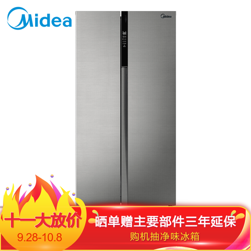 美的(Midea)525升 对开门冰箱  变频无霜 中央智控 智能节能 双开门电冰箱 星际银 BCD-525WKPZM(E)