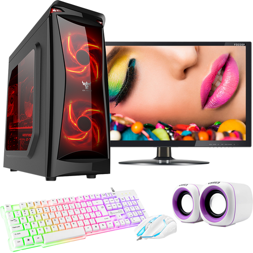 I7/1050TI独显组装家用商务办公吃鸡大型游戏台式机电脑主机整机 电脑主机+21.5英寸显示器(整套全套) 套餐三(酷睿i5+4G独显+固态+500G双硬盘)