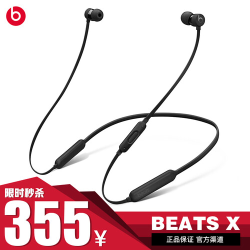 拍拍【二手99新】Beats X入耳式蓝牙无线耳机 手机耳机 带麦线控 耳塞式颈挂脖式魔音游戏耳机仅拆封 黑色355 （无原配包装盒 送配件 无耳翼）