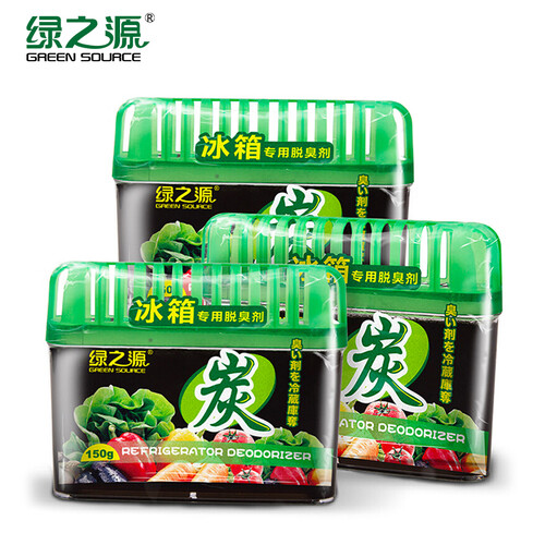 绿之源 冰箱专用脱臭剂超大量150g*3盒装 冰箱除味盒器除臭活性炭竹炭包除异味剂保鲜剂
