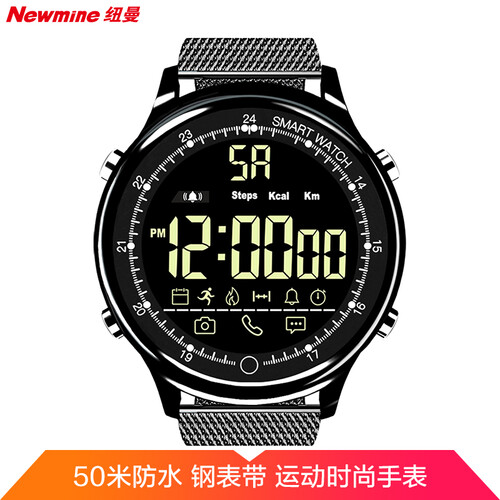 纽曼（Newmine）EX28 蓝牙智能手环运动男  运动防水户外手表 来电信息提醒 计步器 金属银