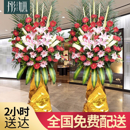 彤婳 开业花篮全国同城速递配送鲜花演唱会庆典礼仪剪彩花店送花武汉北京上海广州深圳南京杭州送货一对单个 中式花篮3 单个