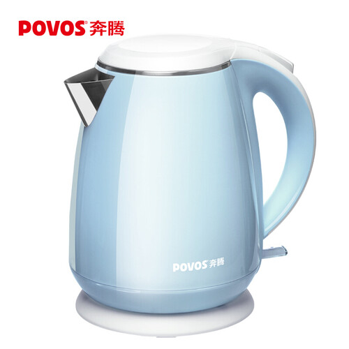 京品家电奔腾（POVOS）电热水壶电水壶 食品级304不锈钢 双层防烫烧水壶1.5L S1516