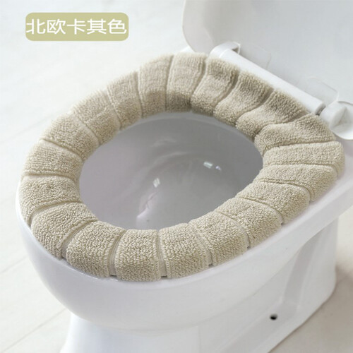 马桶垫冬季 坐便垫马桶圈 加厚马桶套坐垫马桶垫圈 夏季加厚马桶垫套坐便套O型U型方形通用 北欧卡其色 均码1只装
