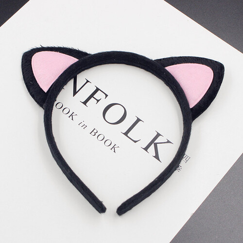 倾饰阁韩国发卡超萌猫耳朵发箍头饰甜美可爱儿童夹子发夹头箍女简约 3#黑+粉耳朵