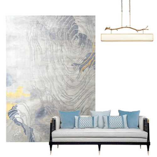 COBO 后现代轻奢新中式中国风北欧现代简约灰色欧式美式禅意客厅茶几卧室床边满铺进口羊毛手工定制地毯 AJ016-5 1600MM*2300MM(定制商品请确认货期)