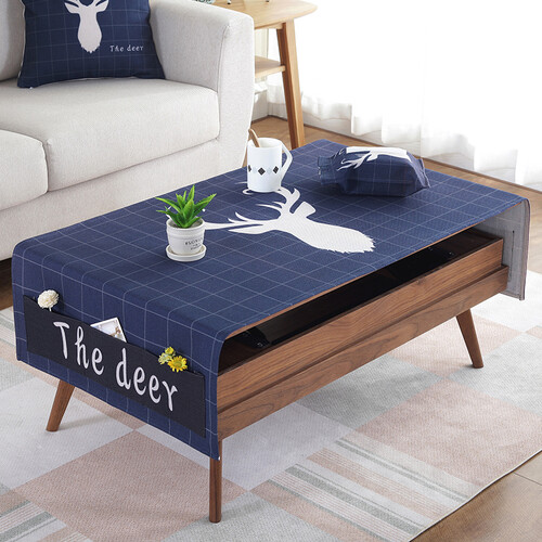 缤谷 北欧风格加厚棉麻布艺桌布茶几布长方形茶几垫餐桌布电视柜盖布定制 北欧鹿 宽60cm*长150cm（小号茶几布）