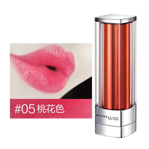美宝莲（MAYBELLINE）绝色持久唇膏 纵情耀系列SOR05 3g（小灯管 桃花色 玻璃唇 绝色持久保湿）