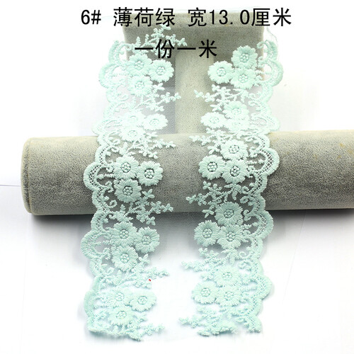 Fastso尚透社HB04柔软棉线网纱蕾丝花边辅料彩色黑色白色布料布艺diy材料婚纱头饰 薄荷绿【1米】