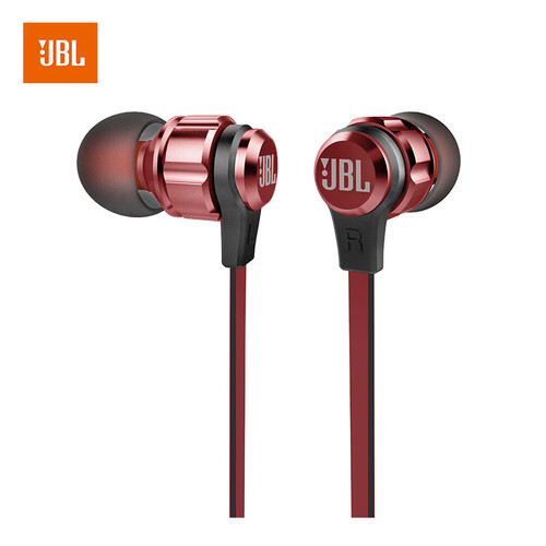 JBL T180A 立体声入耳式耳机 耳麦 运动耳机 带麦可通话 游戏耳机 红色