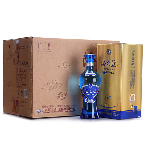 京东超市洋河蓝色经典 海之蓝 42度 整箱装白酒 520ml*6瓶（内含3个礼袋）旗舰版 口感绵柔浓香型