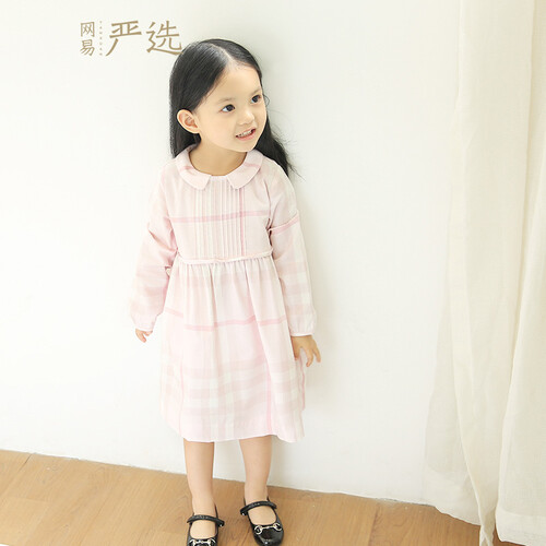 网易严选 格纹棉质褶皱娃娃裙（婴童） 100cm（适合2-3岁）