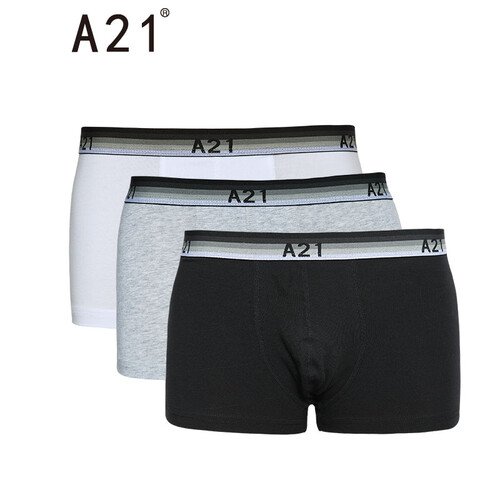 以纯线上品牌A21 男士舒适针织内裤男4541920666（不支持退换货！） 黑白灰 M