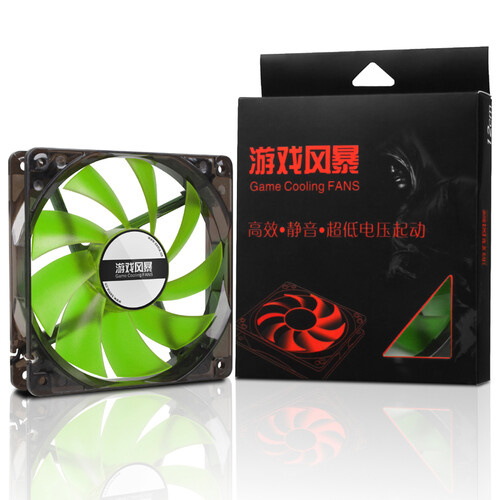 先马（SAMA） 游戏风暴LED灯光 低噪音游戏机箱风扇 台式电脑机箱散热器大风量低噪音 12cm绿光LED