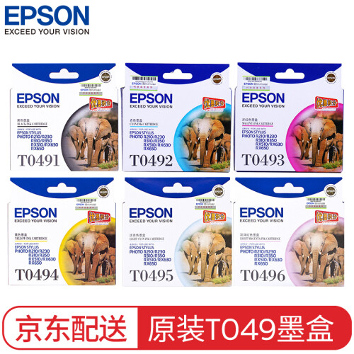 爱普生（EPSON） T0491墨盒R210/R230/310/RX510/650 一套装6色墨盒