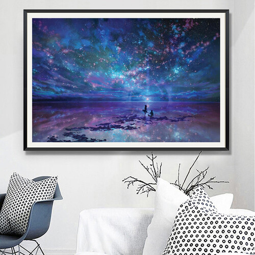 列星 魔方圆钻十字绣 DIY新款钻石画 满钻钻石绣 梦幻星空 卧室装饰 图片定制 圆钻 50x40CM