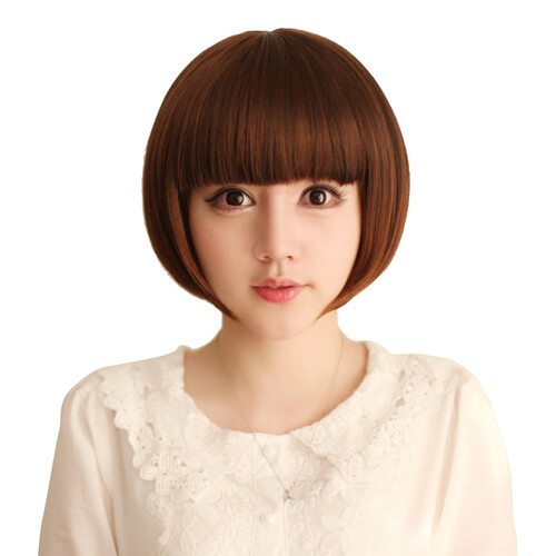 美蝶 时尚帅气短直发假发女学生短发bobo韩国 齐刘海发型逼真假发套假头发 自然黑