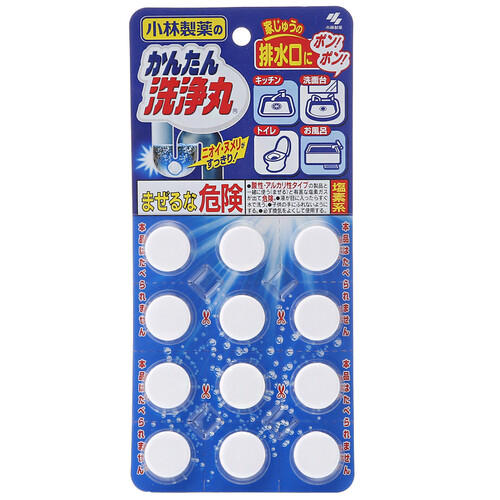京东超市小林制药（KOBAYASHI）日本进口下水道地漏去污垢除异味堵塞管道疏通剂排水管清道夫常规装12粒