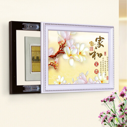 巢里巢外 电表箱装饰画推拉式 遮挡 配电箱可定制液压翻盖画 餐厅现代简约欧式客厅装饰画 简约花卉 E 40*60【白底右推】