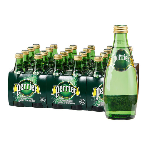 京东超市法国原装进口 巴黎水（Perrier）气泡矿泉水 原味天然矿泉水 330ml*24瓶 （玻璃瓶）整箱