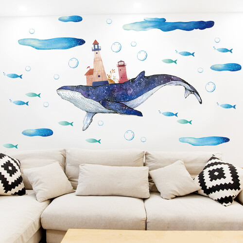 沉醉蓝海背景墙贴纸卧室自粘墙贴宿舍寝室布置装饰品墙贴画客厅墙贴 沉醉蓝海 大