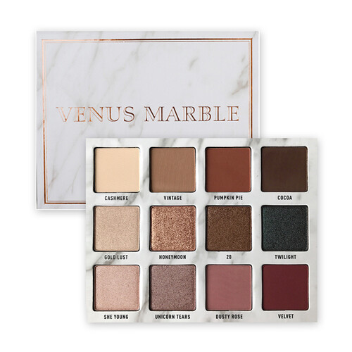 京东超市venus marble 12色大理石眼影盘 玫瑰西柚南瓜色梅子色哑光珠光大地色彩妆