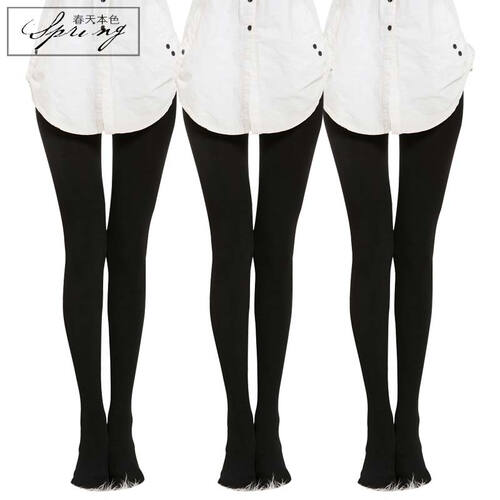 京东超市春天本色【3条装】常年出口日韩牛货打底裤袜女 秋冬加厚加绒打底裤连裤袜女 连裤黑色3条