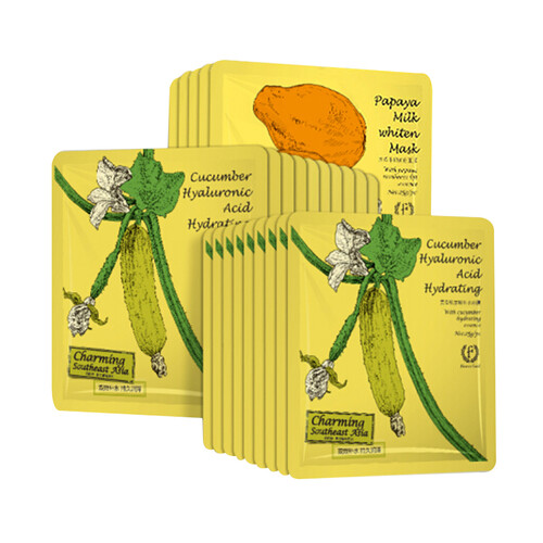 花肌粹（Flowery Land）黄瓜补水木瓜润泽面膜套装25片（清爽补水 润泽美肌）