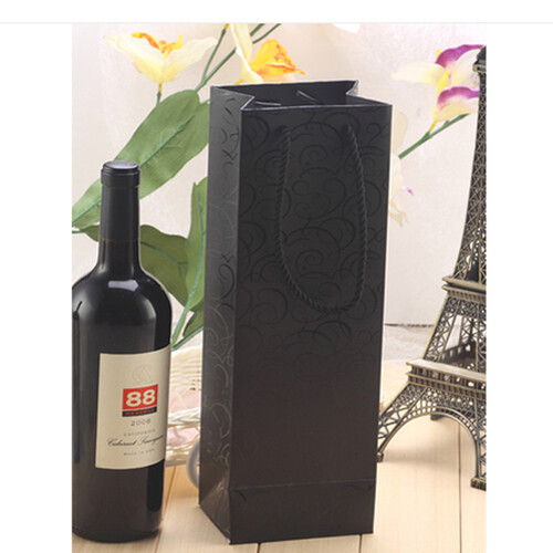 黑色UV纸袋F加厚礼品袋红酒包装袋现货可装单支红酒红酒袋子定做批发 35.5*11.5*9单支装